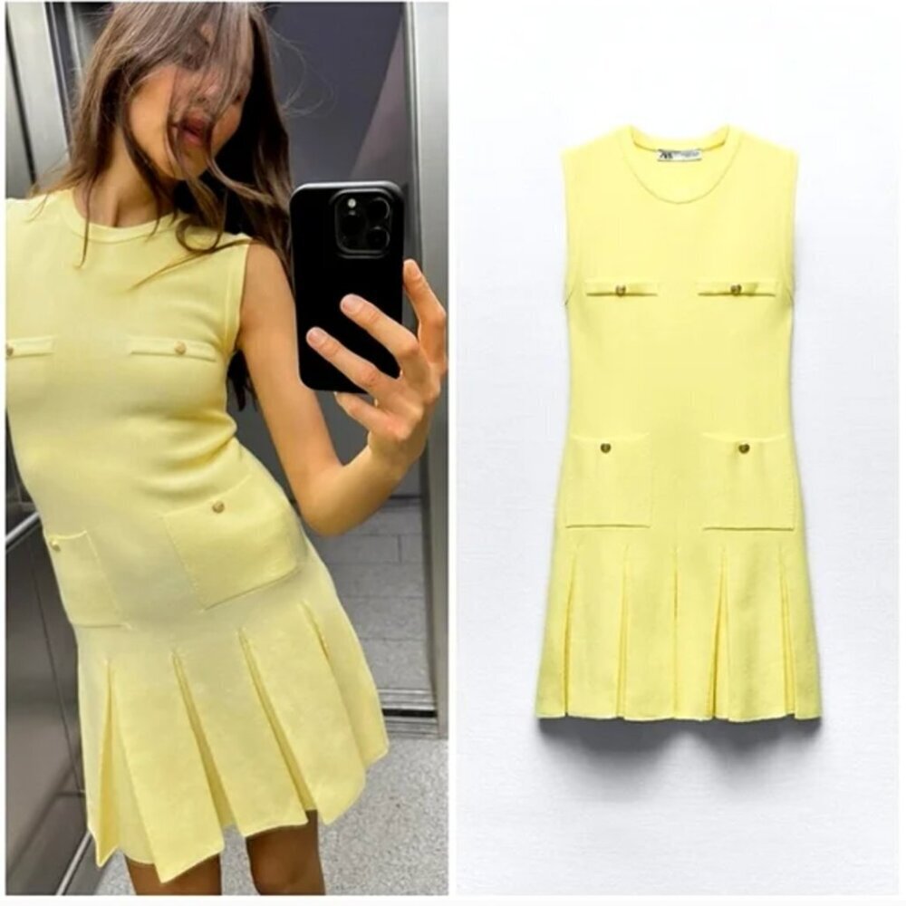 ZARA BOX PLEAT MINI DRESS Size XL NEW WITH TAG!
